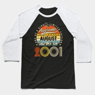 Awesome Since August 2001 Vintage 22nd Birthday Baseball T-Shirt